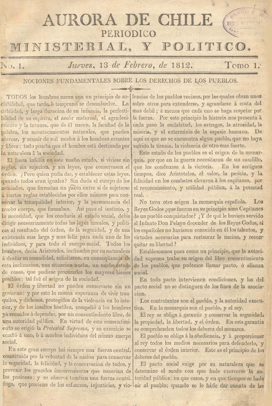 											Ver Núm. 36 (1812): Tomo I. Jueves 15 de Octubre
										